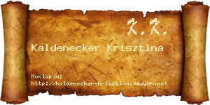 Kaldenecker Krisztina névjegykártya